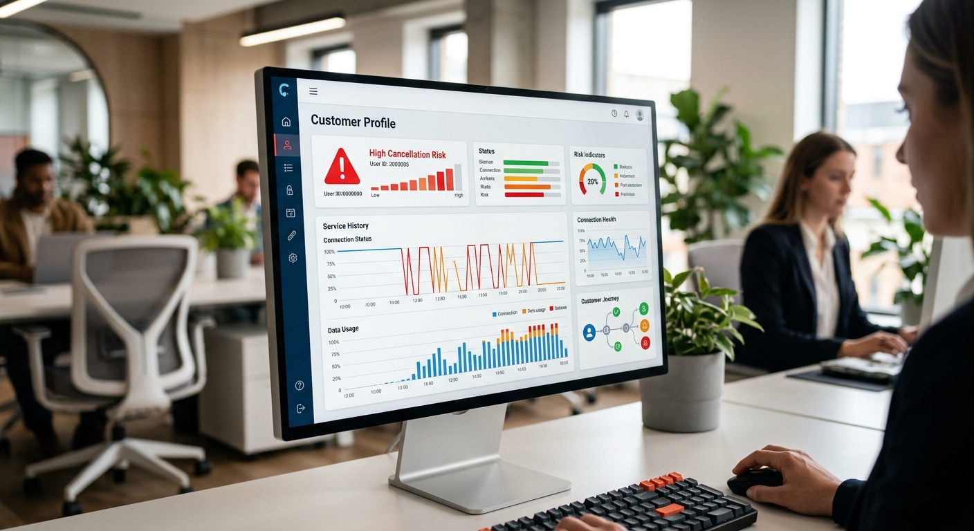 Dashboard showing AI customer segmentation for churn prevention