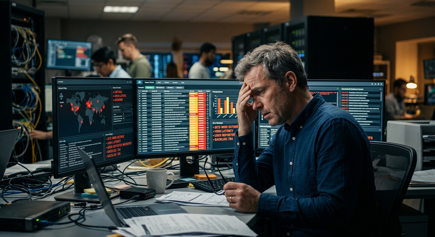 Stressed ISP manager dealing with manual processes and high operational costs due to lack of automation.