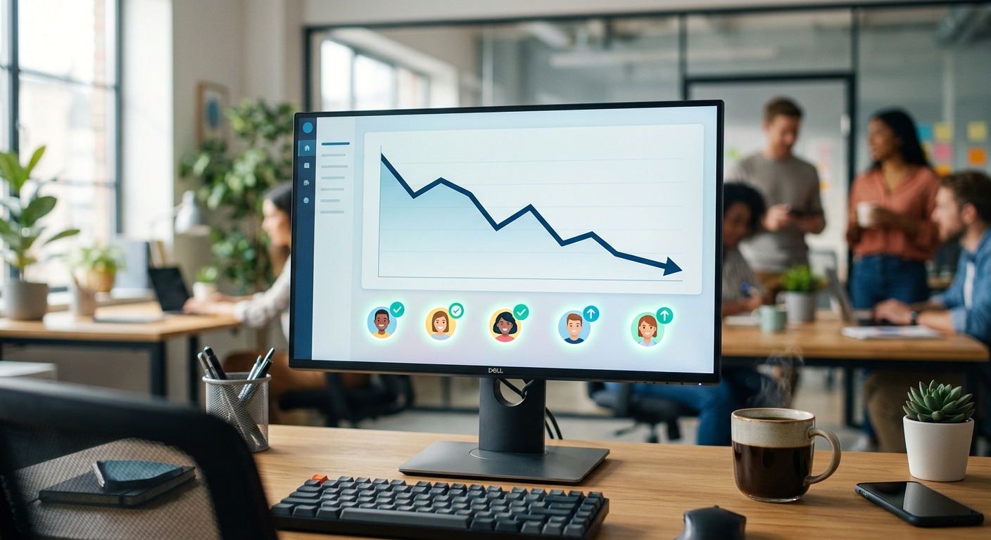 ISP management dashboard showing churn prevention data and documented processes