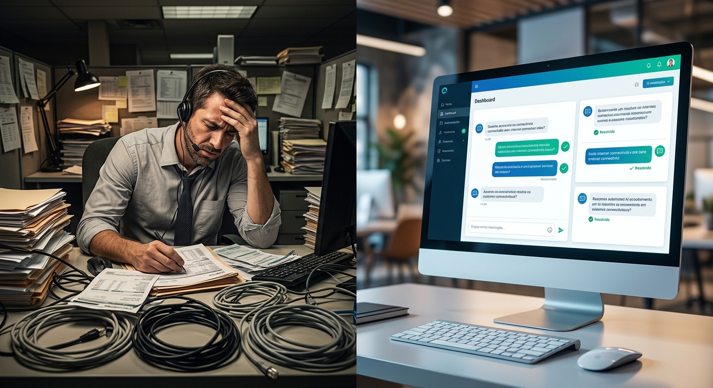 Comparison between high operational cost manual support and efficient AI automated customer service