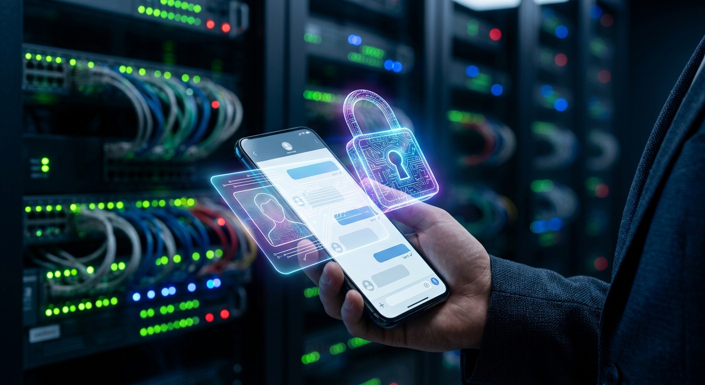 Conceito de segurança de dados na autenticação do cliente via smartphone.