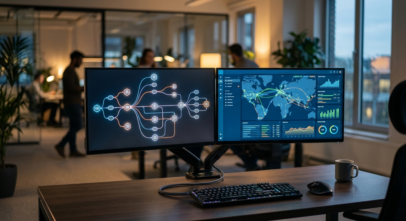 A visual representation of an AI support agent diagnosing a router with no connection via a conversational flow.