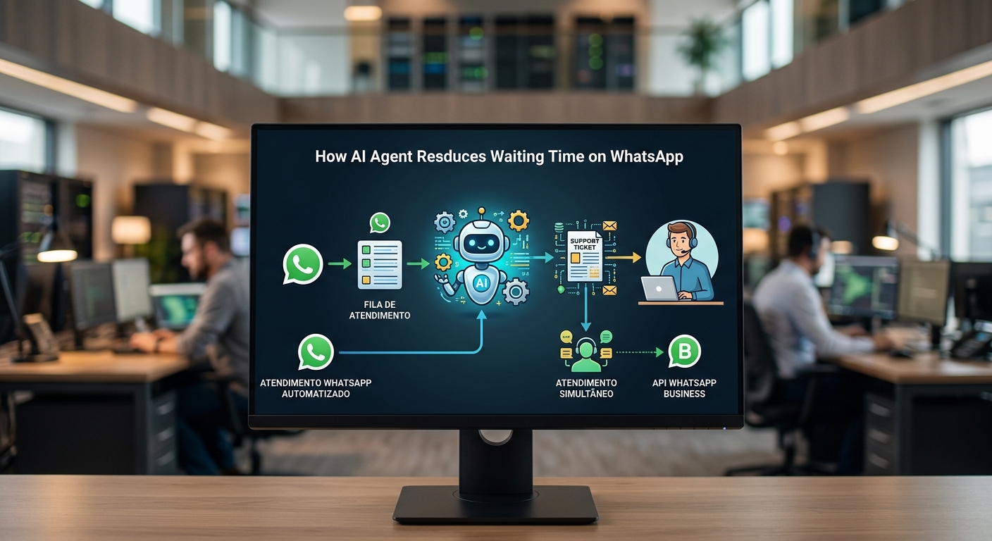 Fluxo de roteamento inteligente onde o atendimento whatsapp automatizado transfere o caso para um humano.