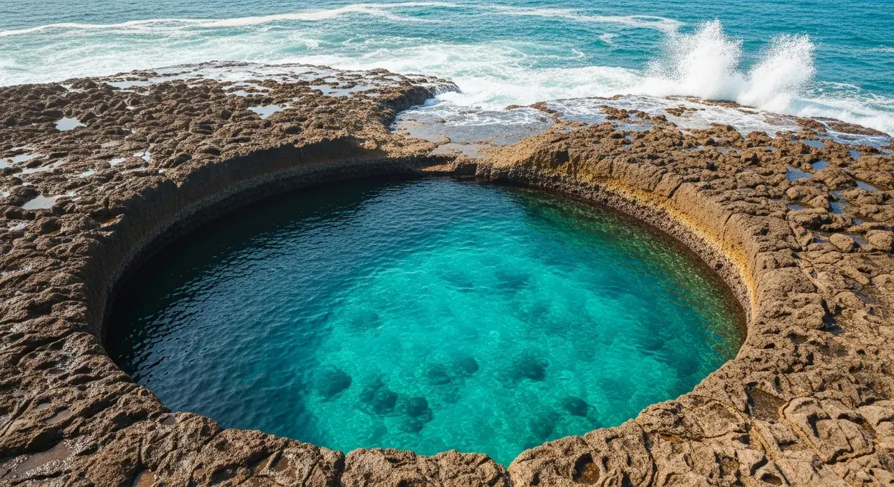 Guía local ayudando a turistas a caminar por las rocas volcánicas hacia las piscinas naturais noronha.