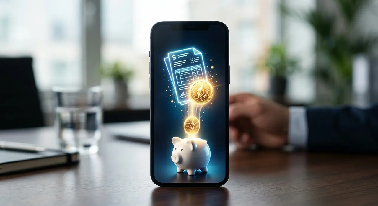 ISP manager checking smartphone after successful emissão de documentos via AI.