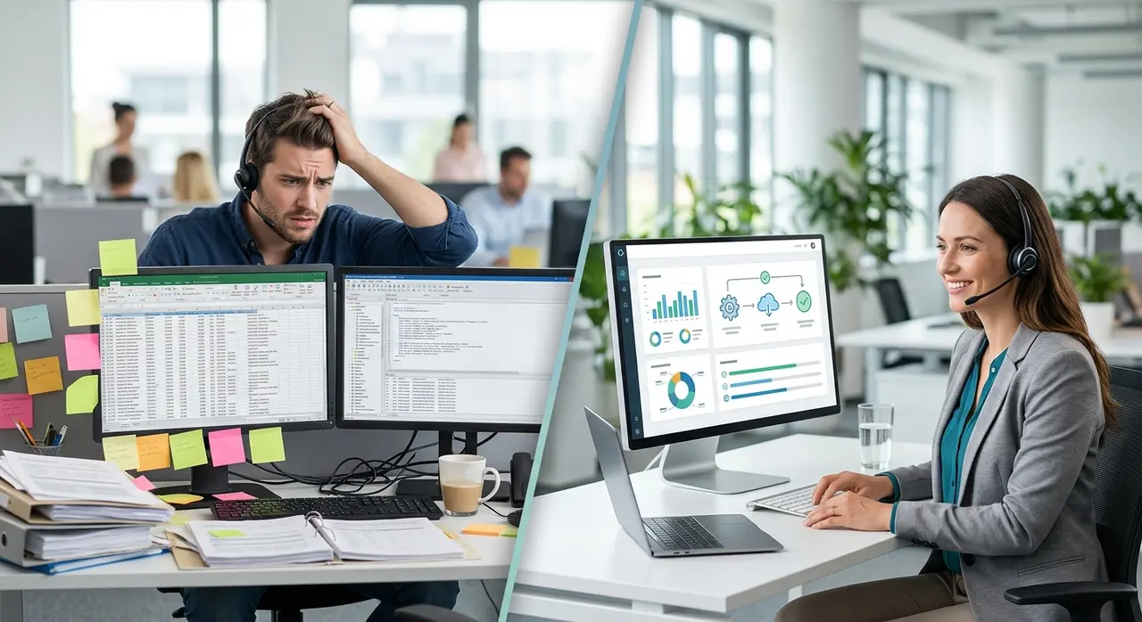 Comparison between a stressed manual support agent and a relaxed agent using task automation in an ISP
