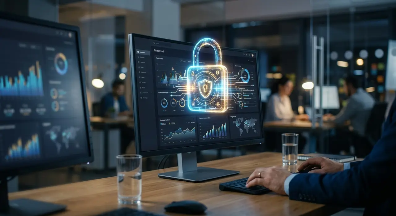ISP control center displaying AI customer service agent metrics and data security protocols