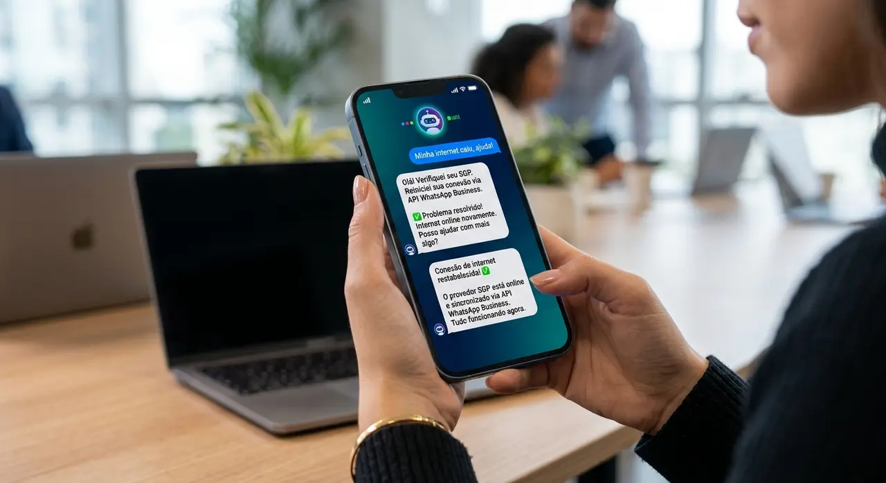 ISP manager reviewing metrics after implementing a bot de WhatsApp with SGP integration.
