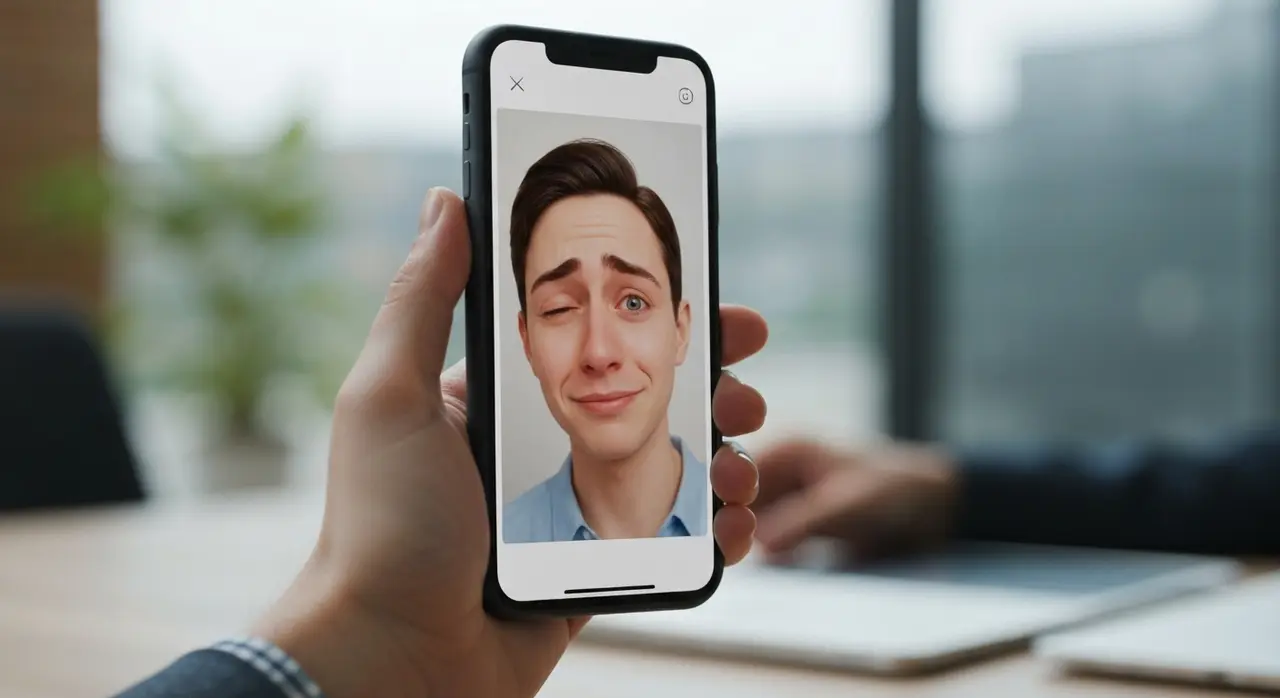 Pessoa observando no celular um vídeo emocionante de uma foto antiga animada, revivendo memórias.