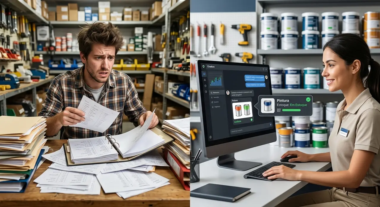 AI automation connecting hardware store ERP to customer chat for real-time stock updates