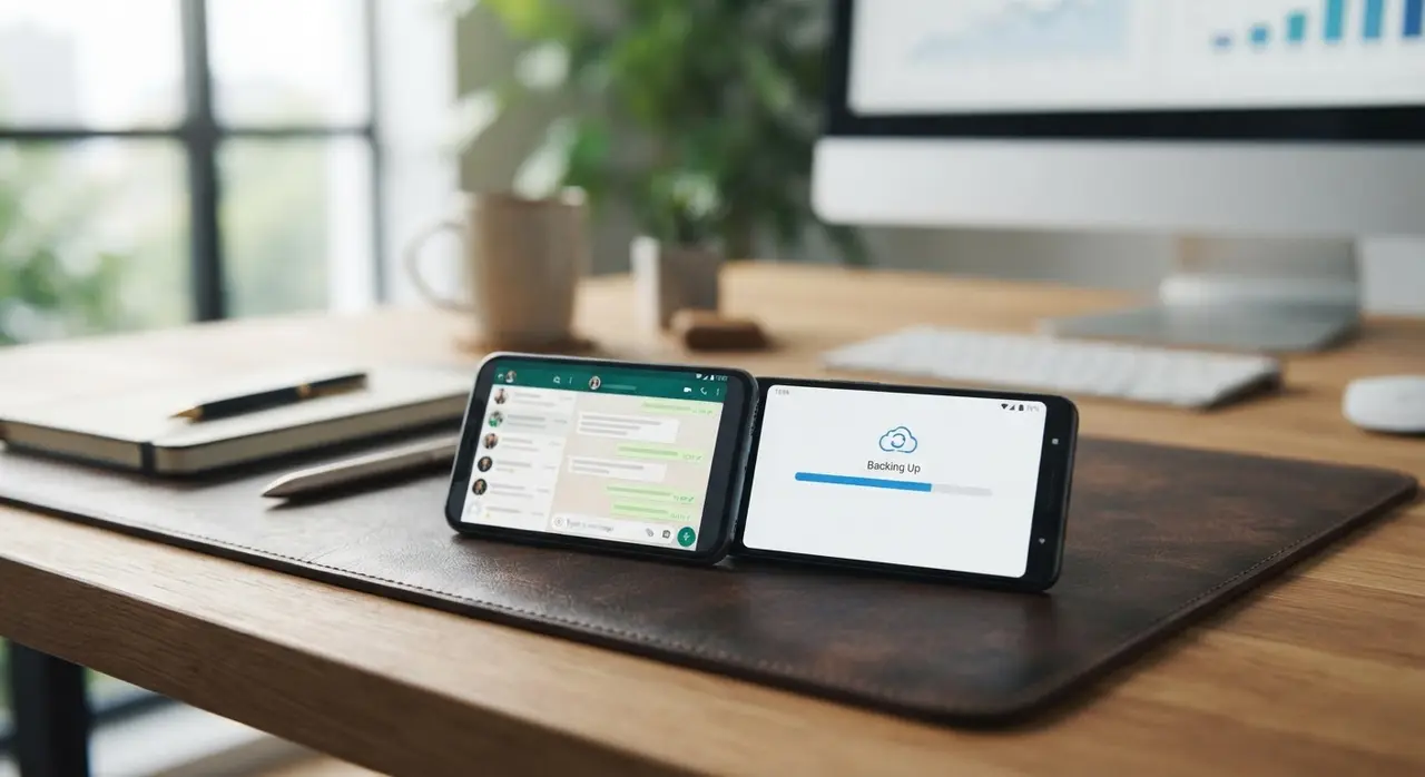 Dois smartphones exibindo a estratégia de aquecimento de chip whatsapp para garantir a continuidade do atendimento ao cliente.