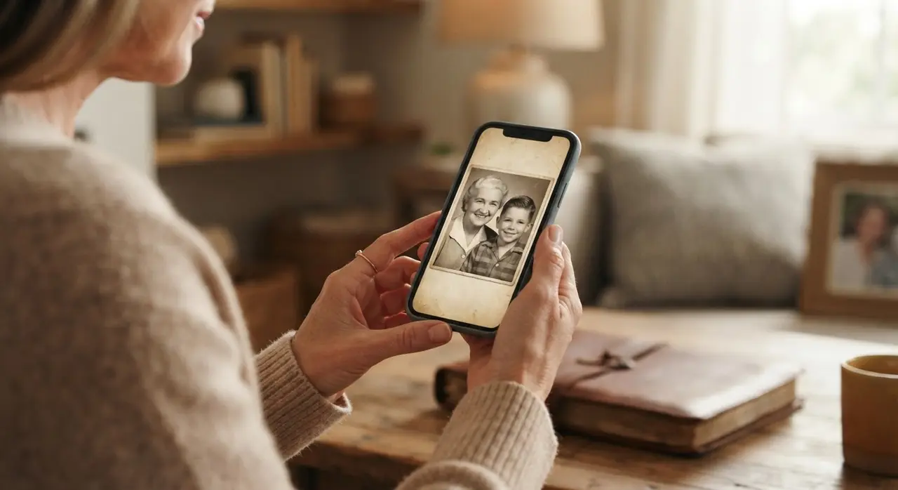 Pessoa usando smartphone para transformar foto em vídeo pelo WhatsApp