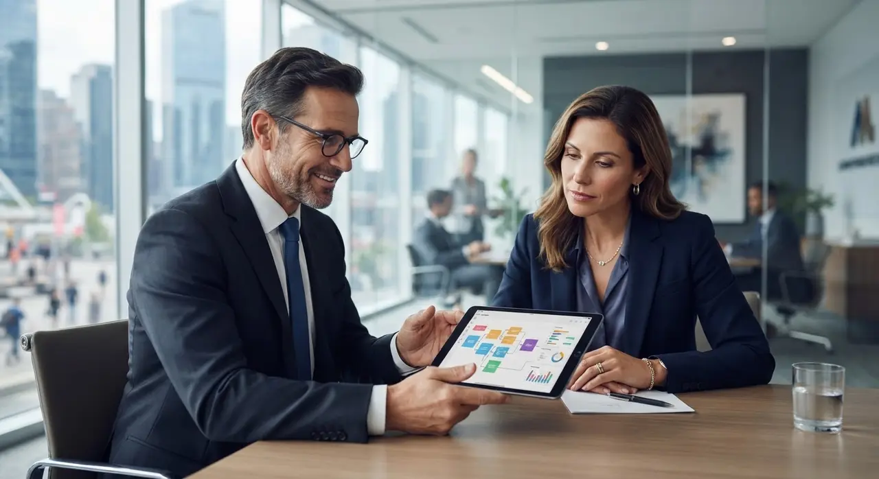 Senior lawyer reviewing an AI generated legal draft on a monitor