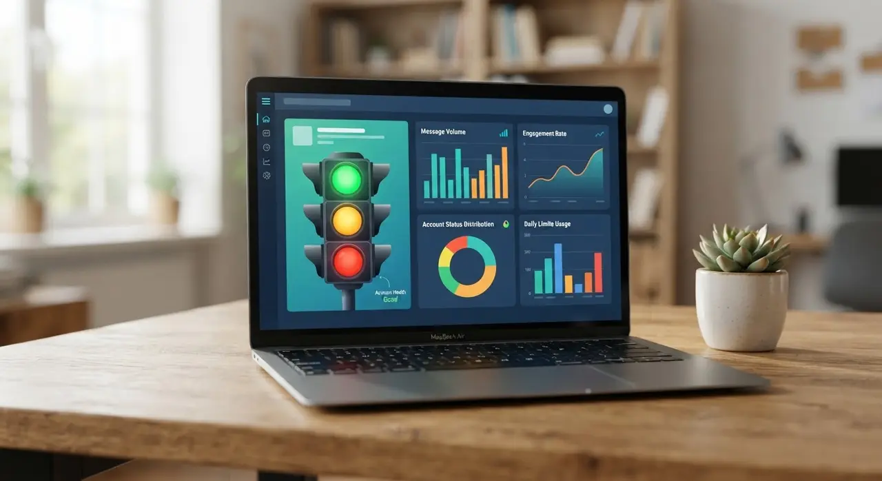 Painel de controle mostrando a qualidade da conta para evitar banimento whatsapp