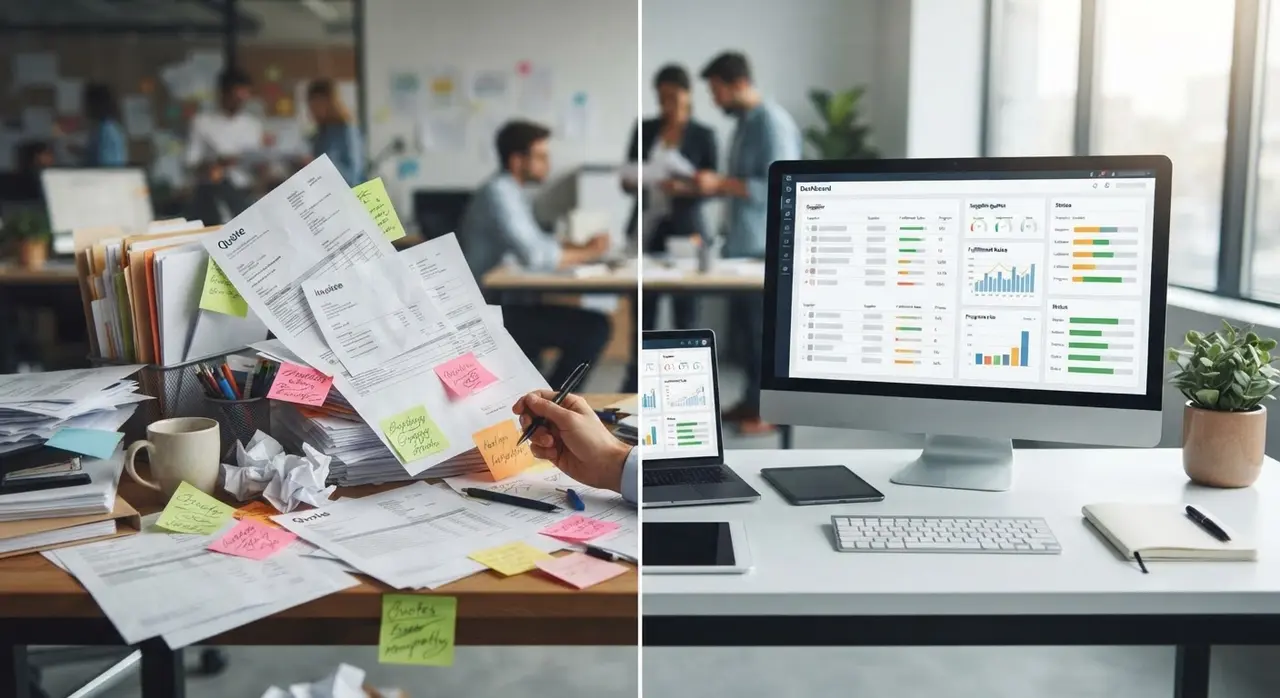 AI agent for suppliers comparing vendor quotes on a digital dashboard