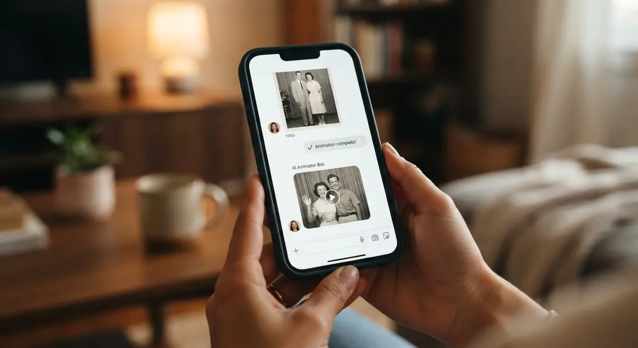 Interface de IA no WhatsApp facilitando a vida de quem quer animar fotos antigas