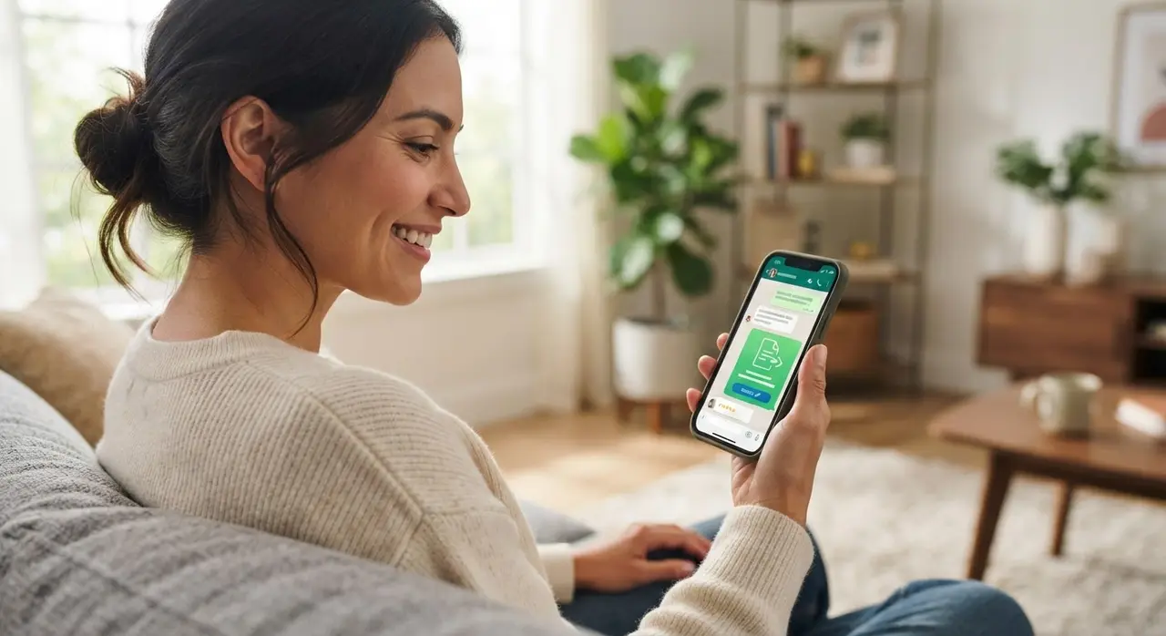 Smartphone showing an AI payment reminder next to a dashboard with a renewed policy