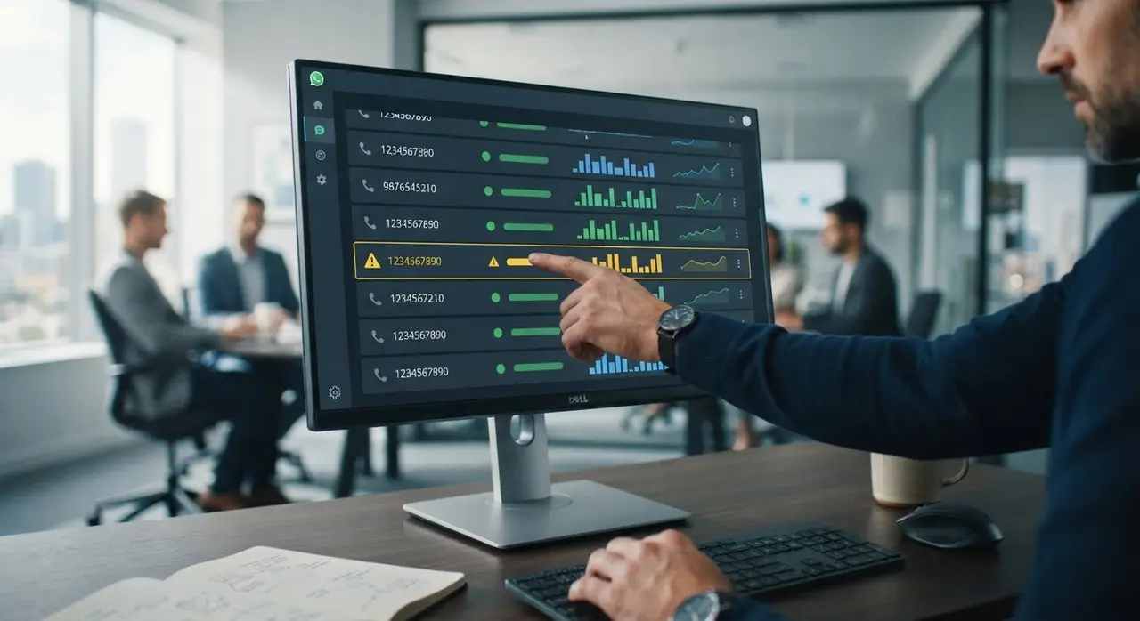Dashboard monitoring multiple WhatsApp Business numbers to prevent bans and track account health