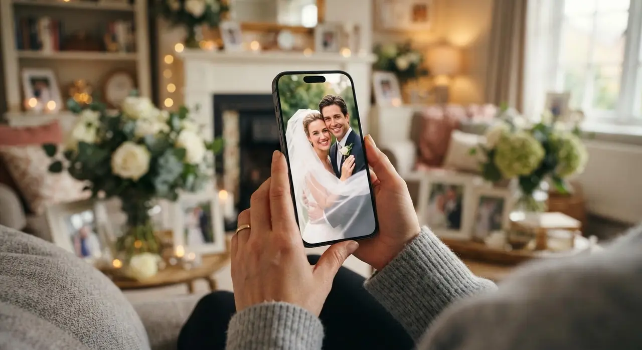 Exemplo de como transformar foto em vídeo de casamento civil pelo WhatsApp