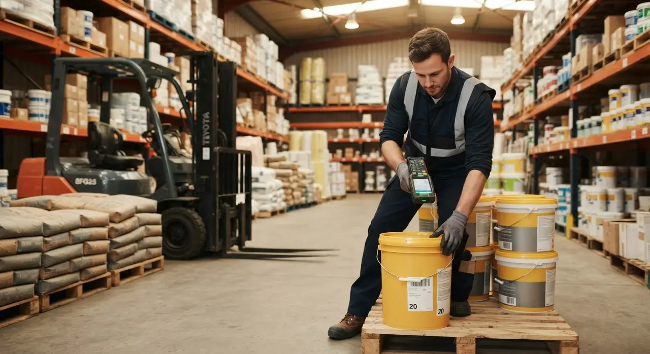 Concepto visual de automatización de inventario conectando el almacén físico con el sistema digital.