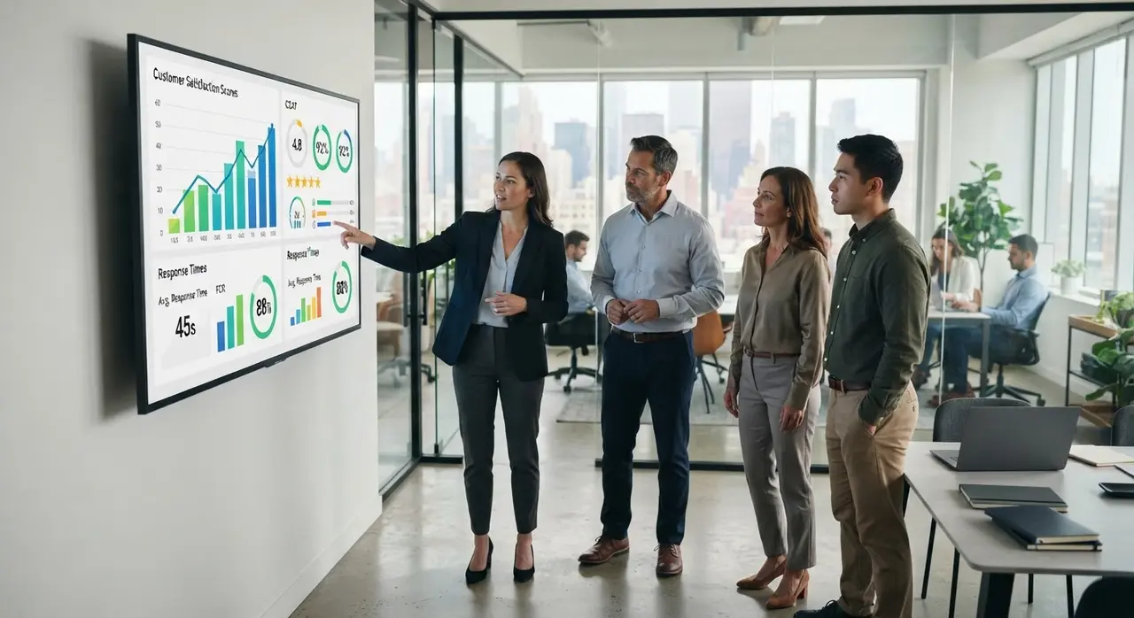 Equipo analizando los tiempos de resolución y métricas de ventas por WhatsApp