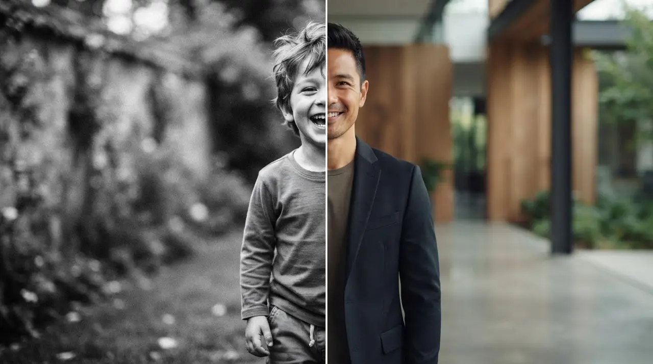 A Meaningful Childhood-to-Today Transition Video Using AI