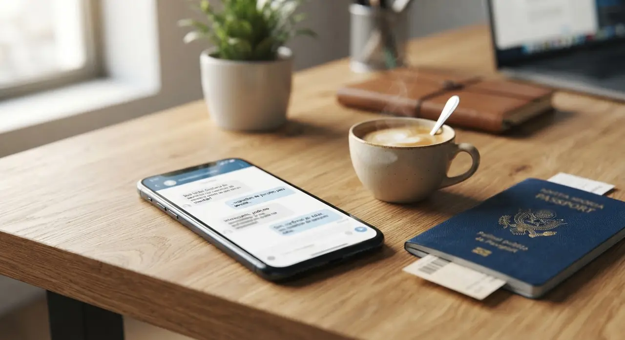 Comparación de agente de viajes estresado y agente usando IA para upsell de paseos y seguros