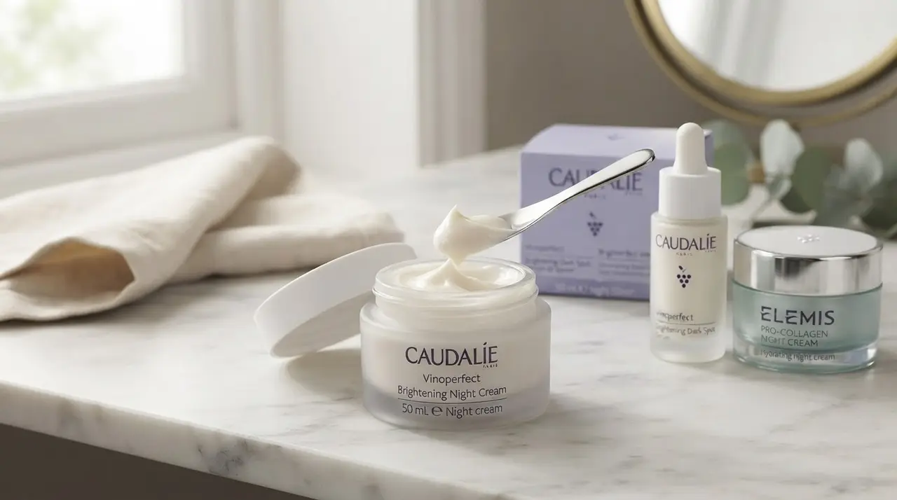 Texture of the Caudalie Vinoperfect Night Cream during application.