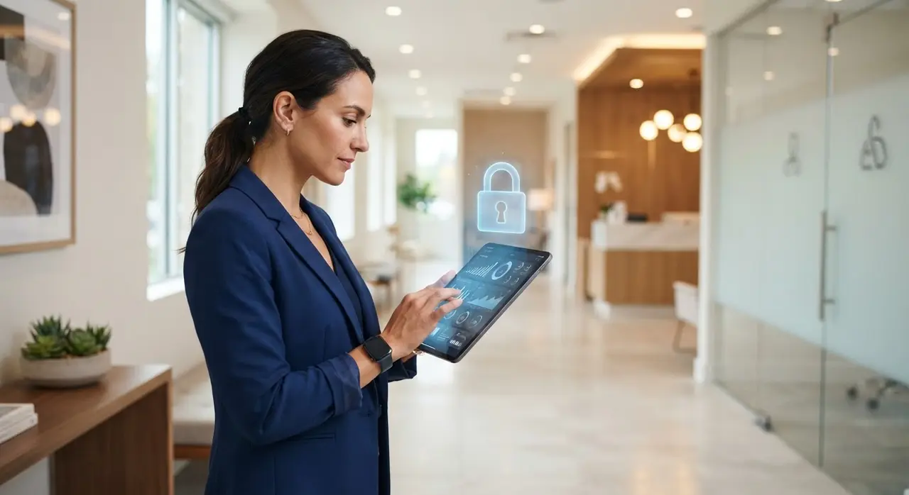 Clinic manager reviewing AI-automated medical records integrated seamlessly via SGP API.
