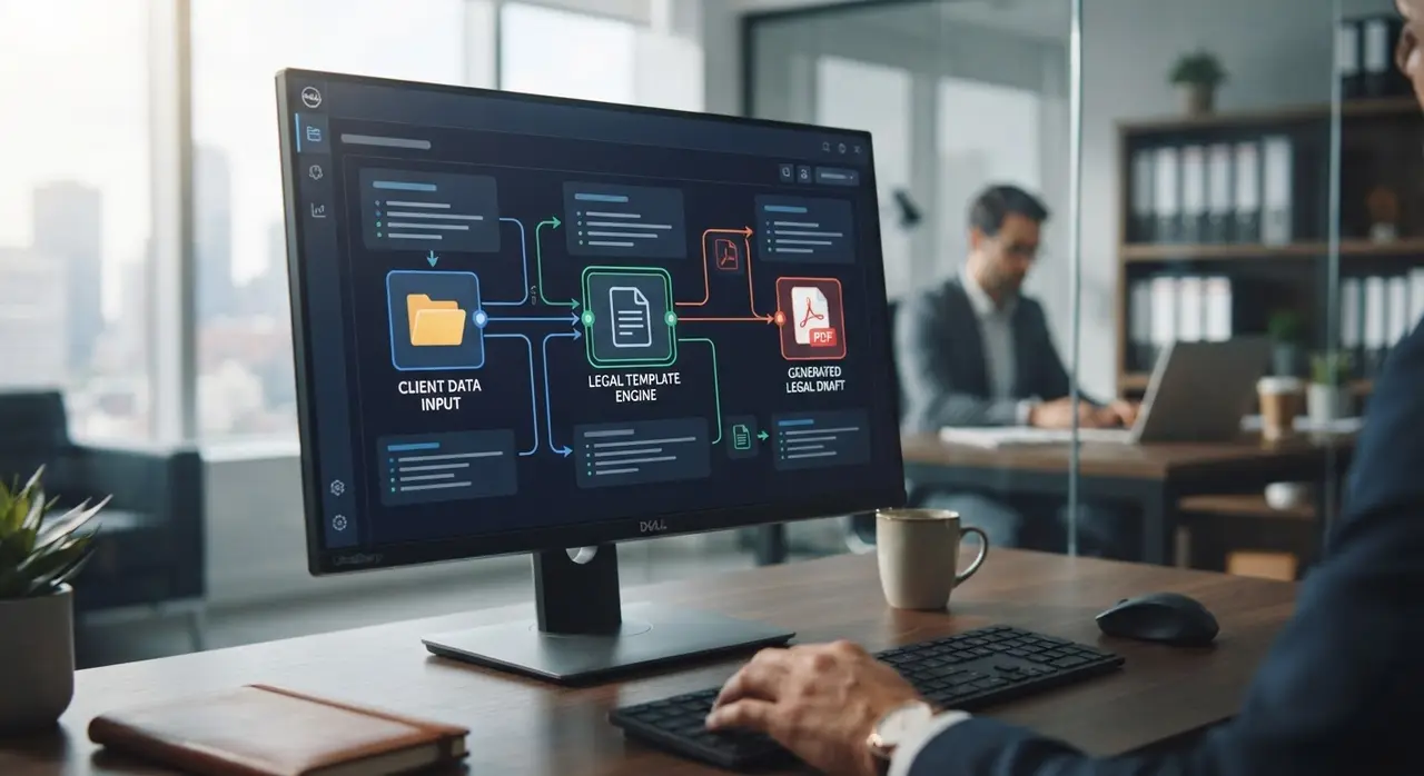 Diagrama de automatización de despachos de abogados con IA
