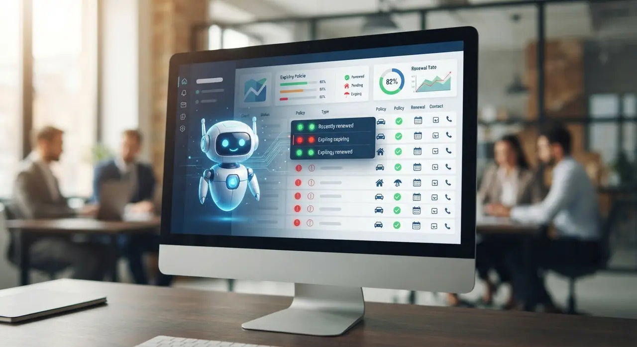 AI automation sending a policy renewal reminder to an insured client via a chat interface
