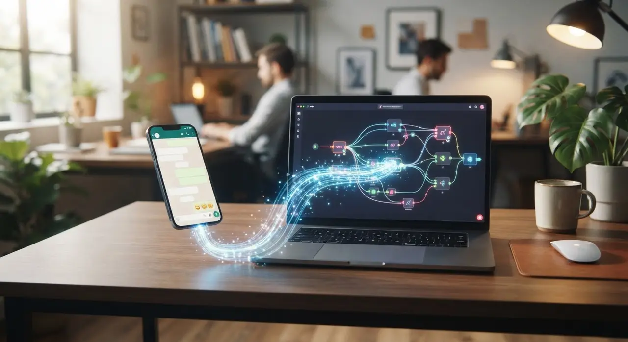 Diagrama de flujo de un webhook conectando WhatsApp a un servidor para atendimento automatico whatsapp
