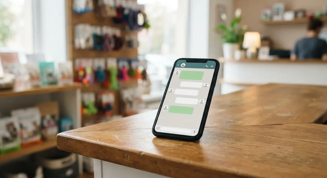 WhatsApp chatbot answering a pet owner's questions about vaccine schedules