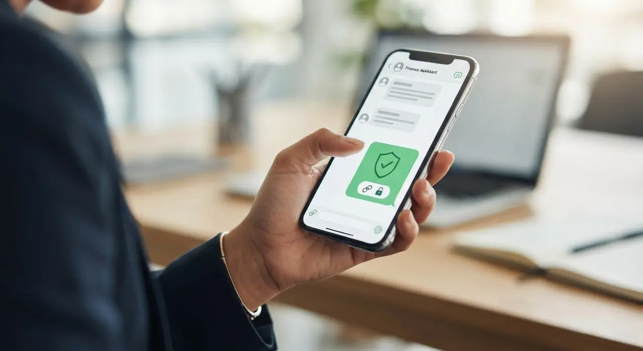 Smartphone displaying a humanized payment reminder from an AI bot de atendimento