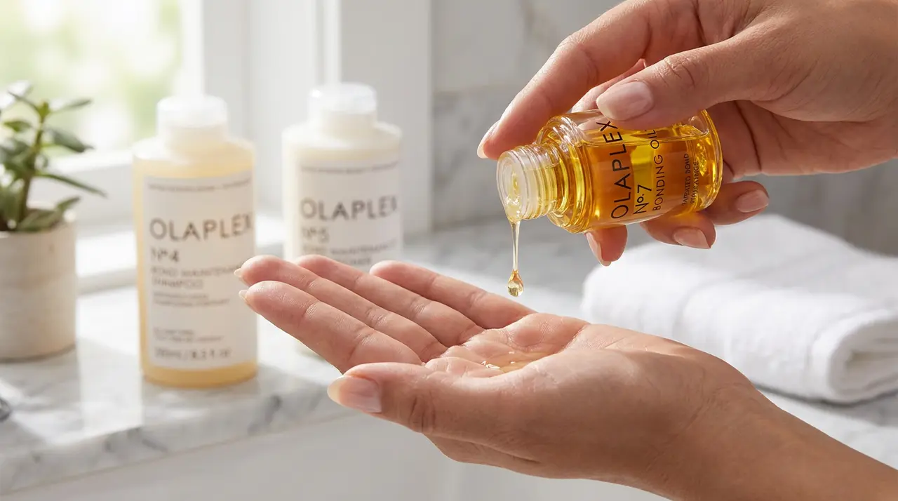 Illustrative scene of hair oil being poured into an open palm