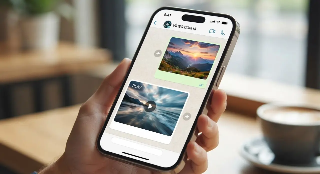 Interfaz de WhatsApp mostrando cómo hacer un vídeo con fotos usando inteligencia artificial de forma sencilla.