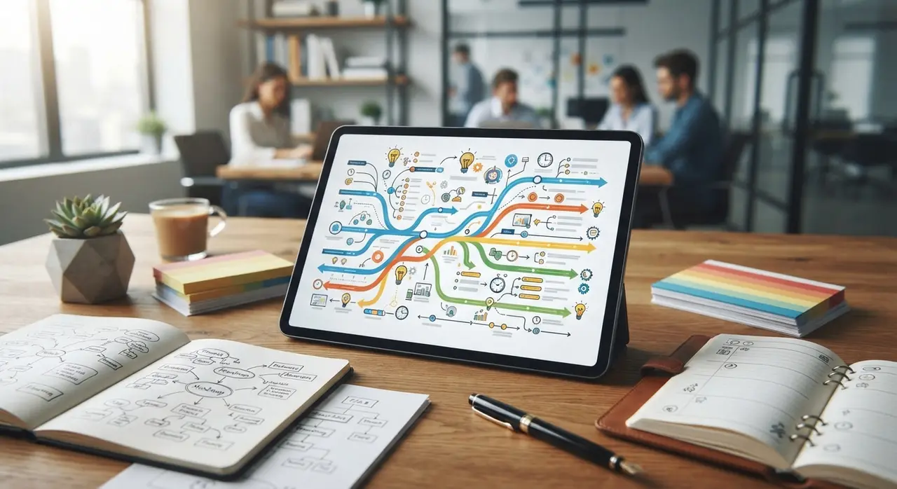 Planejamento editorial de SEO com foco em clusters de conteúdo e perguntas específicas para mercado B2B.