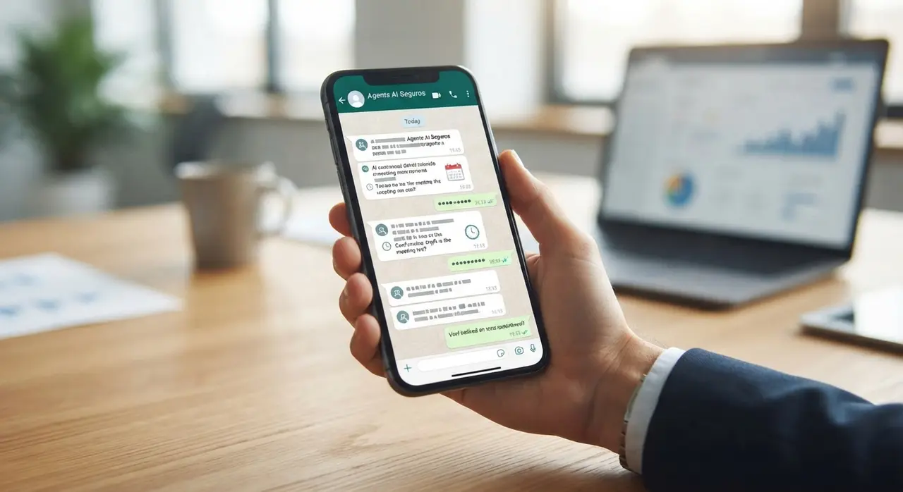 Automated WhatsApp booking conversation driven by an AI agente de agendamento for insurance brokers