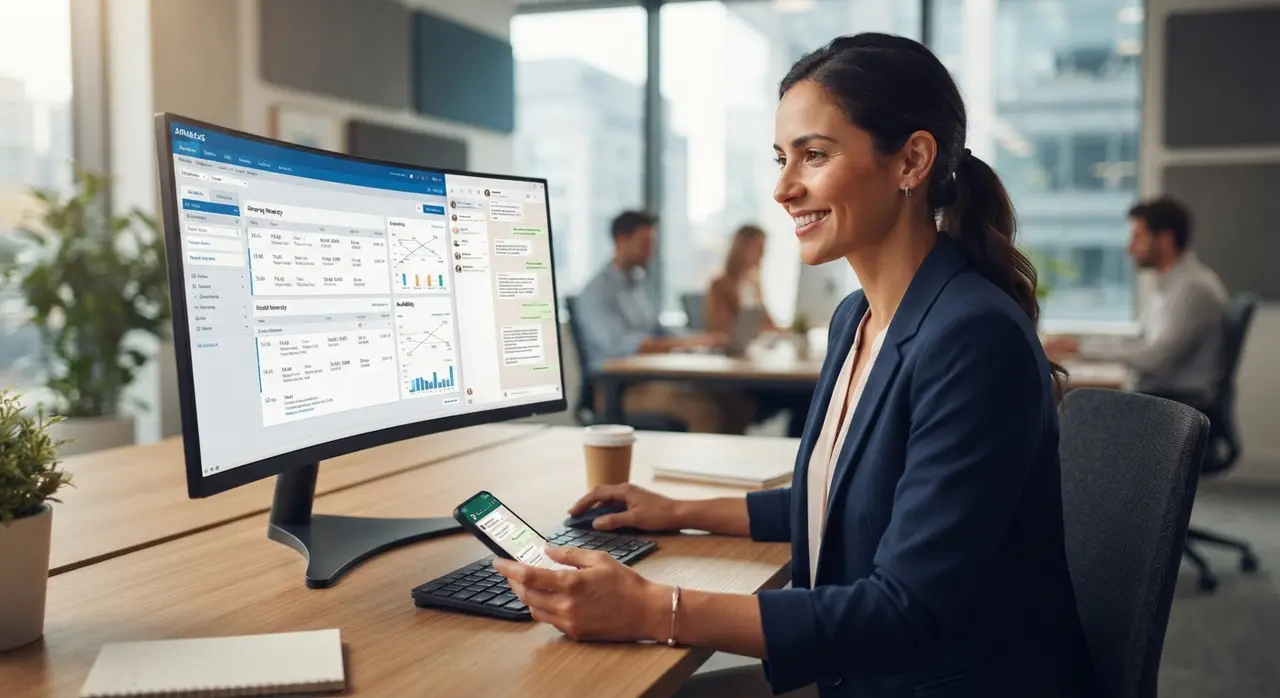 Travel agency agent reviewing an AI generated flight quotation powered by Amadeus API