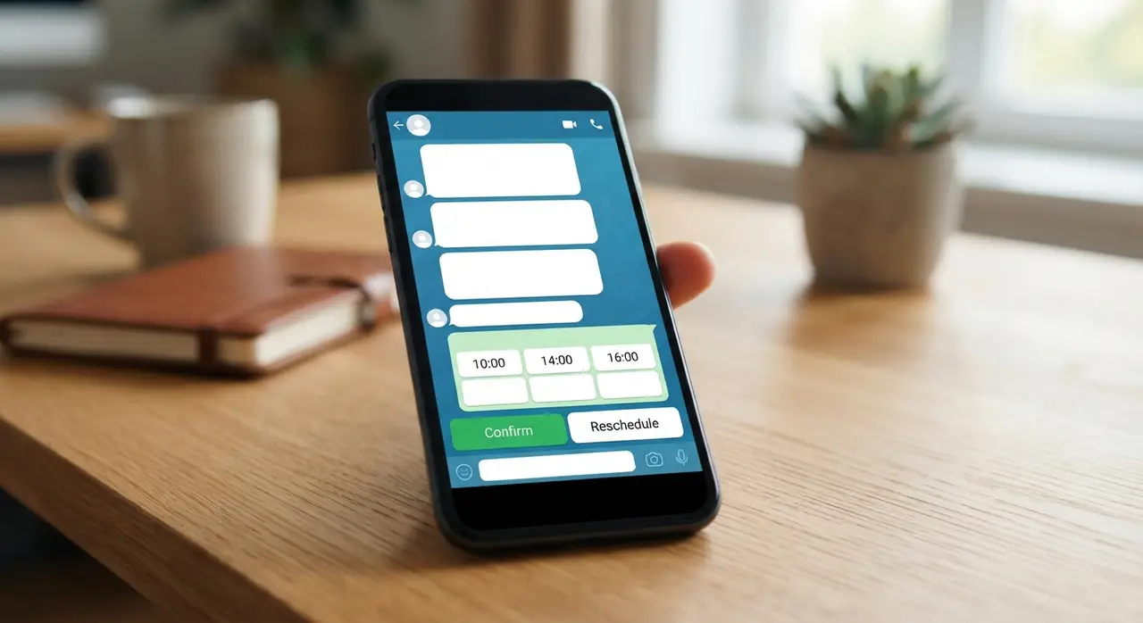WhatsApp Business Web calendar integration dashboard showing real-time automated appointment booking.