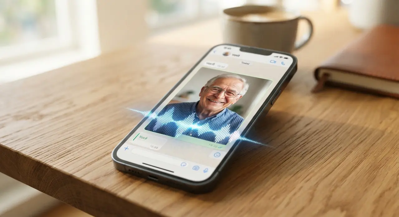 Celular exibindo processo de inteligência artificial para fazer foto falar no WhatsApp