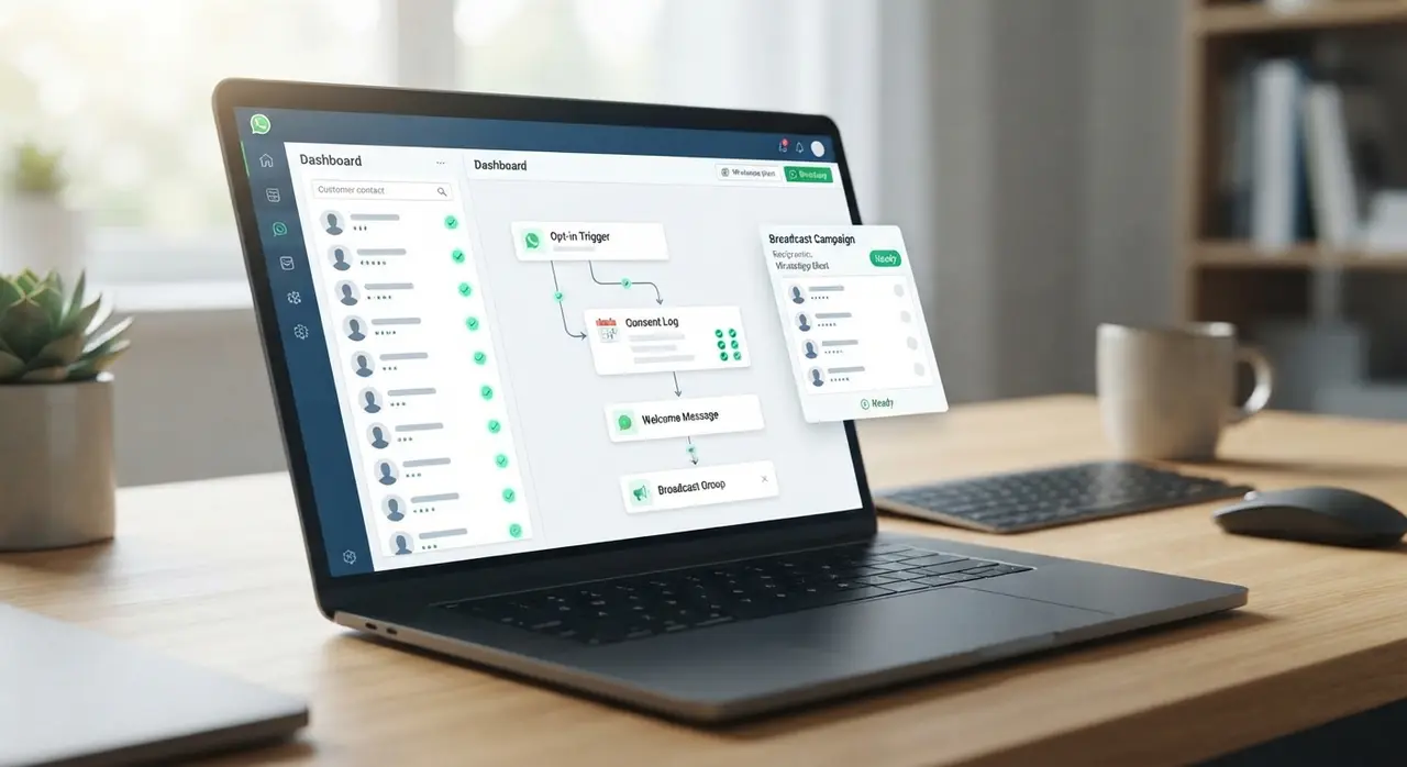Dashboard showing clean subscriber lists and WhatsApp Business Web opt-in status