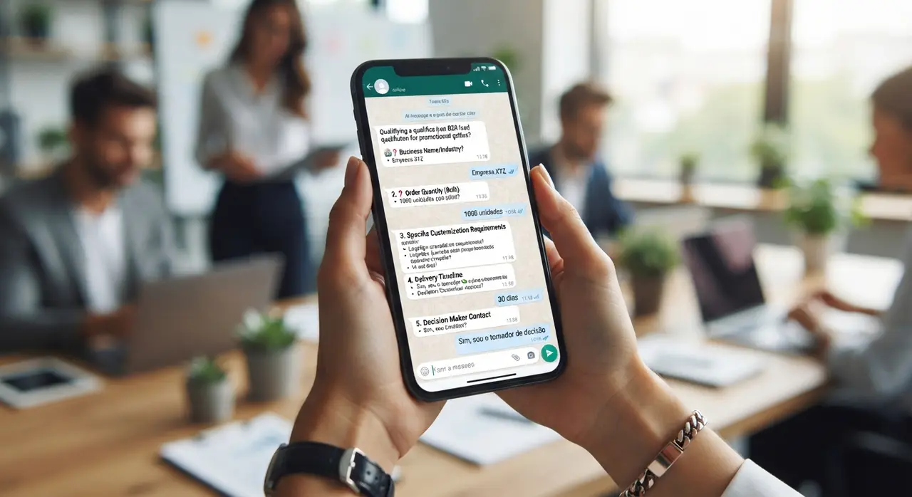 An n8n WhatsApp automação de processos workflow diagram separating B2B orders from retail requests