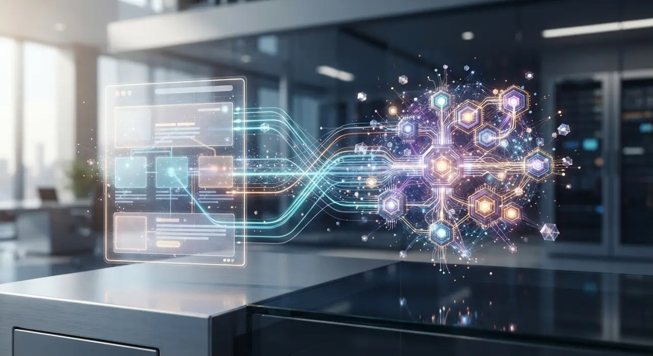 Representação gráfica de dados estruturados conectando o conteúdo de um site a um sistema de inteligência artificial