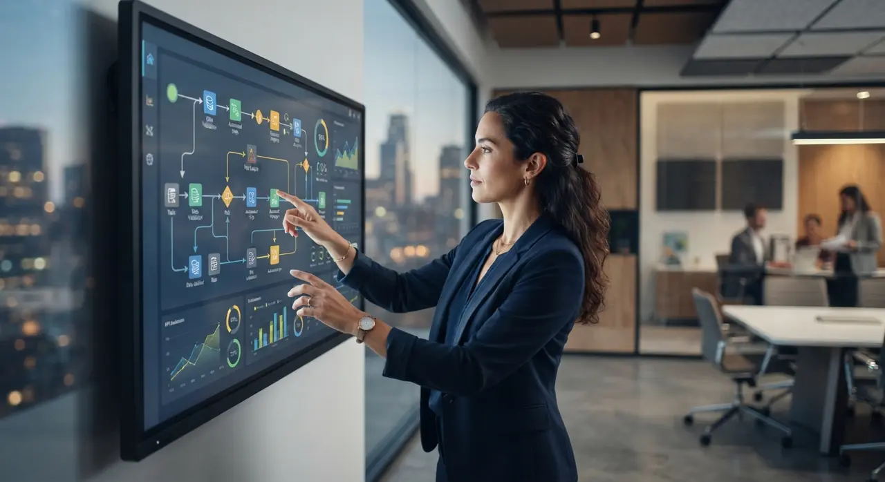 Operations manager analyzing process workflows during an AI automation diagnosis