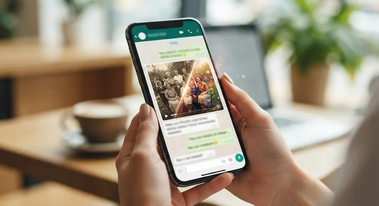 Person viewing animated photo on WhatsApp without installing any app