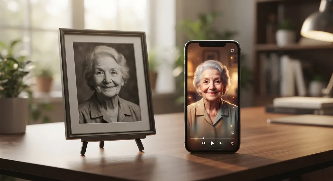 Foto antiga recuperada e transformada em vídeo com IA com total proteção de dados