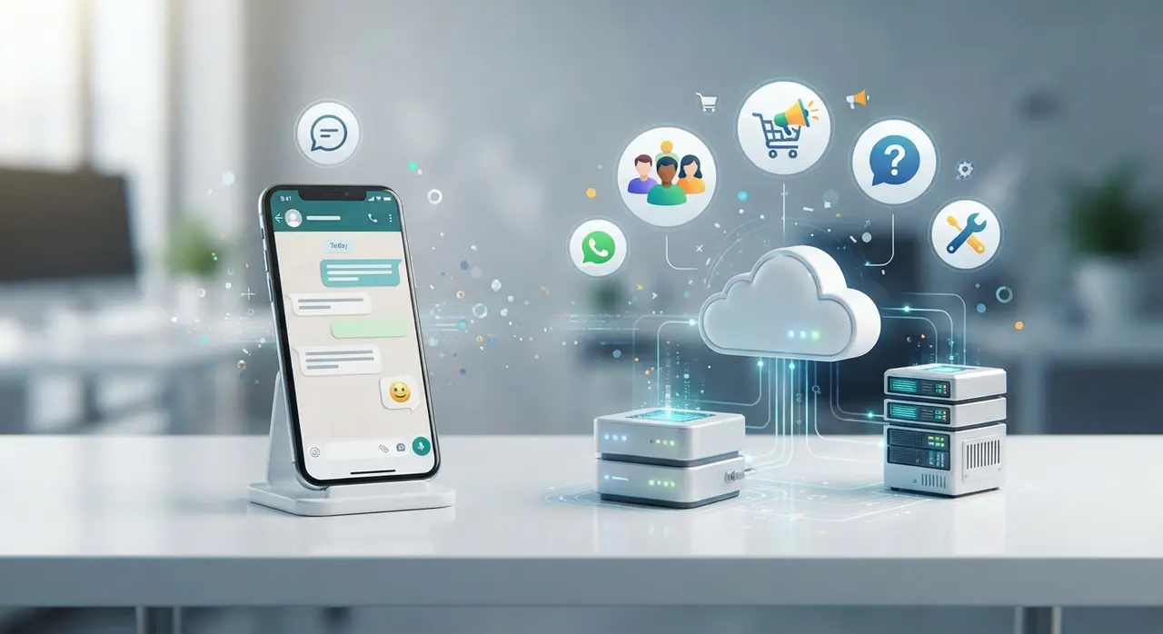 Comparativo visual entre WhatsApp Business App vs API e modelo de conversas