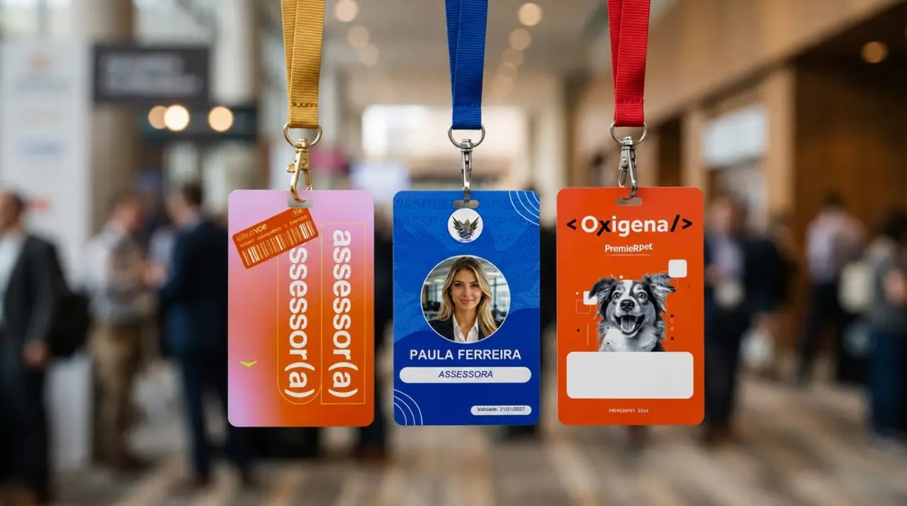 Diferentes tipos de credenciais personalizadas para categorização de público em eventos